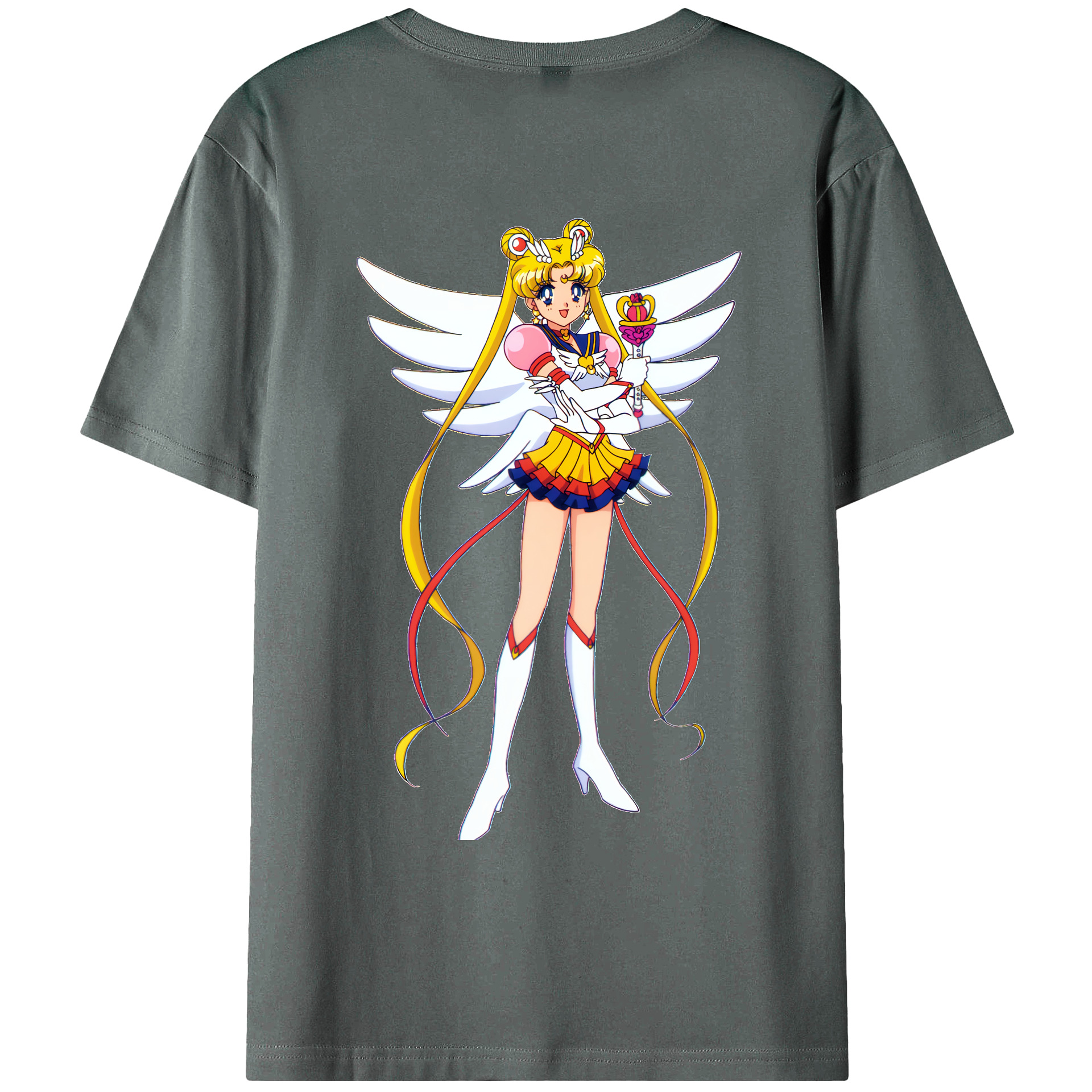 （画像用） 美少女戦士セーラームーン 月野 うさぎ つきの うさぎ Sailor Moon Tsukino Usagi 綿100％ メンズ半袖Tシャツ（バックプリント） 通気性
